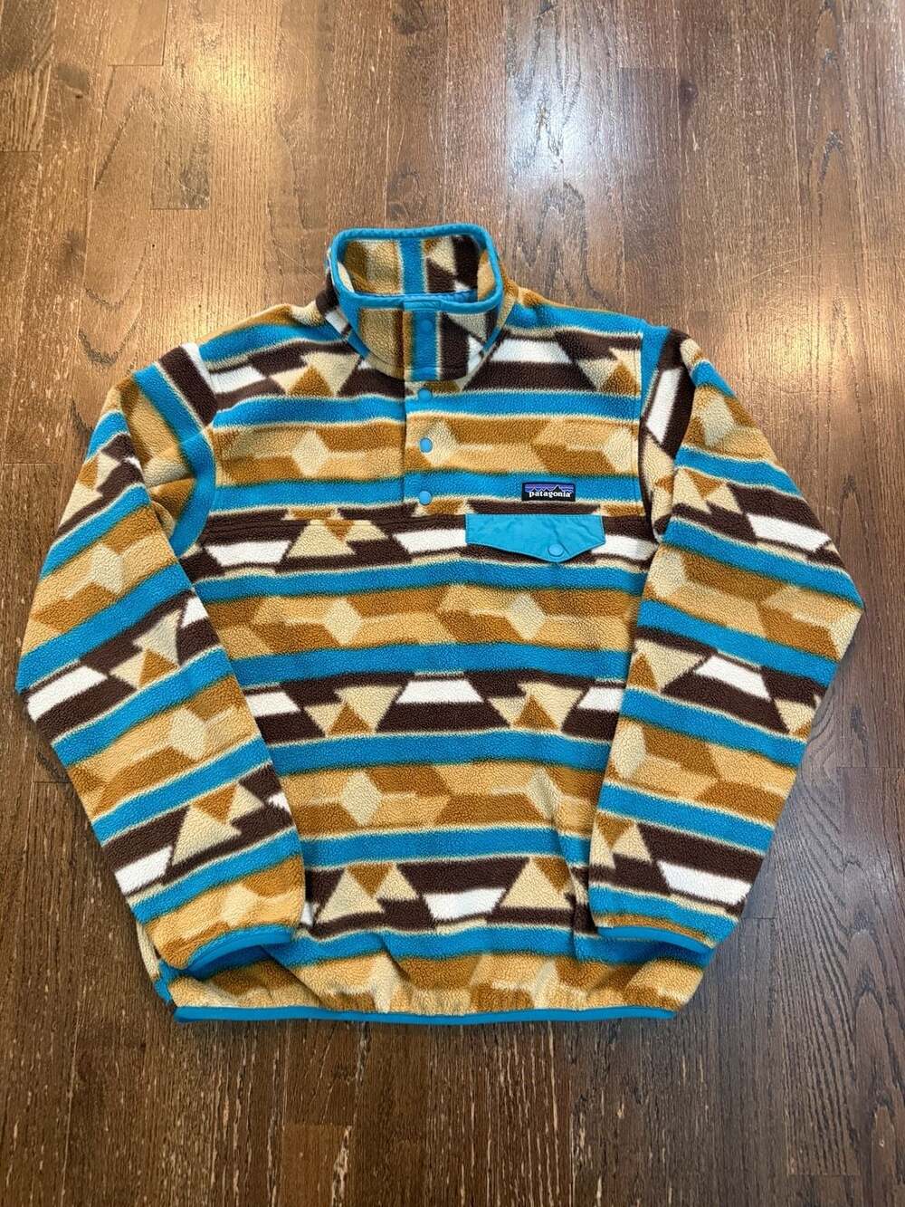 Patagonia Synchilla Snap T Fleece Top Women's S Geometric Aztec Pattern